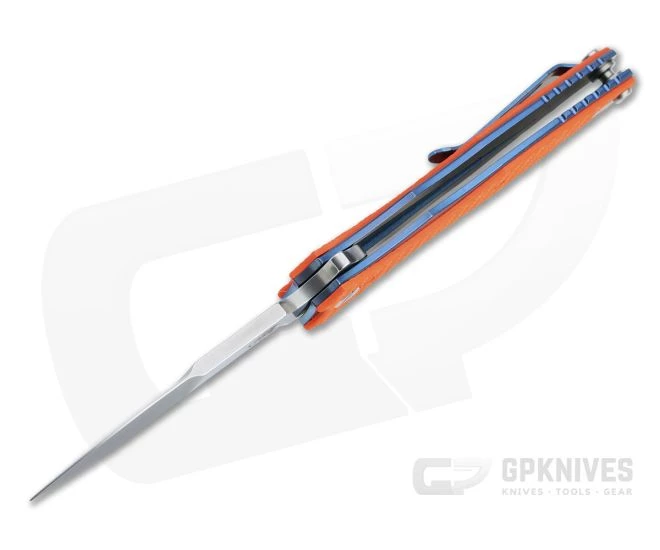 Hinderer Maximus Flipper Bayonet Stonewashed 20CV Orange G10 Blue Tri-Way Folder 1352 - Image 3
