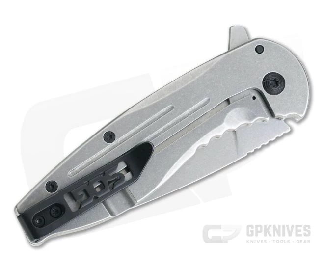SOG Aegis FLK Stonewashed Stainless Steel Frame Lock Flipper 14-41-02-42 - Image 2