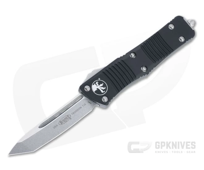 Microtech Troodon T/E Stonewashed M390 Tanto Black OTF Automatic 140-10