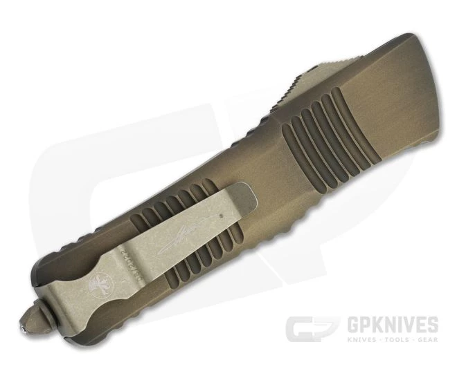 Microtech Combat Troodon D/E Bronze Apocalyptic M390 Double Edge Antique Bronze OTF Automatic 142-13APABS - Image 2