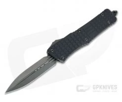 Microtech Combat Troodon Delta Signature Fluted DLC Double Edge Black Frag OTF Automatic Knife 142-1CT-DS