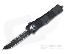 Microtech Combat Troodon T/E Tanto Tactical Full Serrated Black OTF Automatic 144-3T