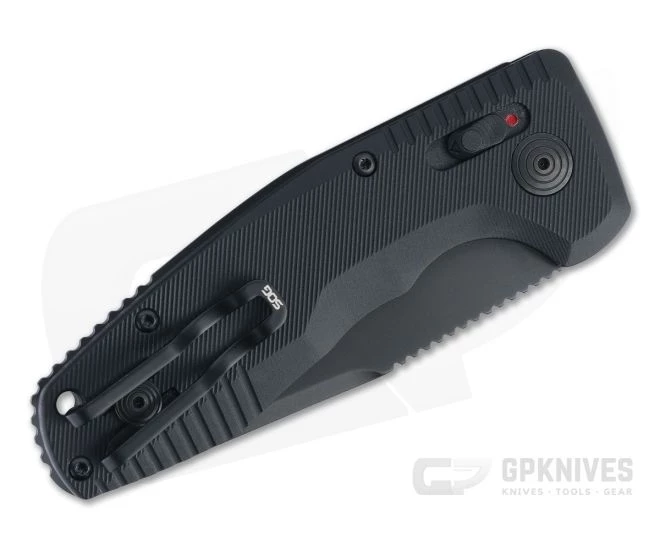 SOG TAC AU Compact Tanto Blackout Serrated D2 AU-XR Lock Automatic Folder 15-38-10-57 - Image 2