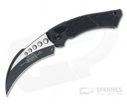 Microtech Hawk Automatic Karambit Black Tactical Plain Edge M390 Black Aluminum 166-1T