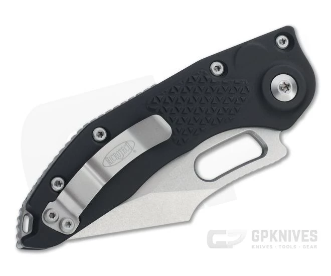 Microtech Stitch Borka Stonewashed Standard Black Button Lock Automatic 169-10 - Image 2