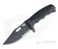 SOG Seal FX Clip Point Part Serrated Black S35VN Black GRN Tactical Fixed Blade Knife 17-21-01-57