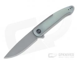 WE Knives Smooth Sentinel Gray Stonewashed 20CV Natural G10 Inlaid Flipper WE20043-2