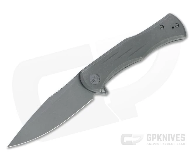 WE Knives Primoris Gray Stonewashed 20CV Gray Titanium Frame Lock Flipper WE20047A-1