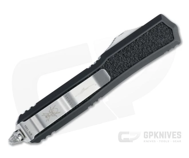 Microtech Makora D/E Signature Stonewashed Double Edge Full Serrated Traction Inlay Black OTF Automatic 206-12S - Image 2