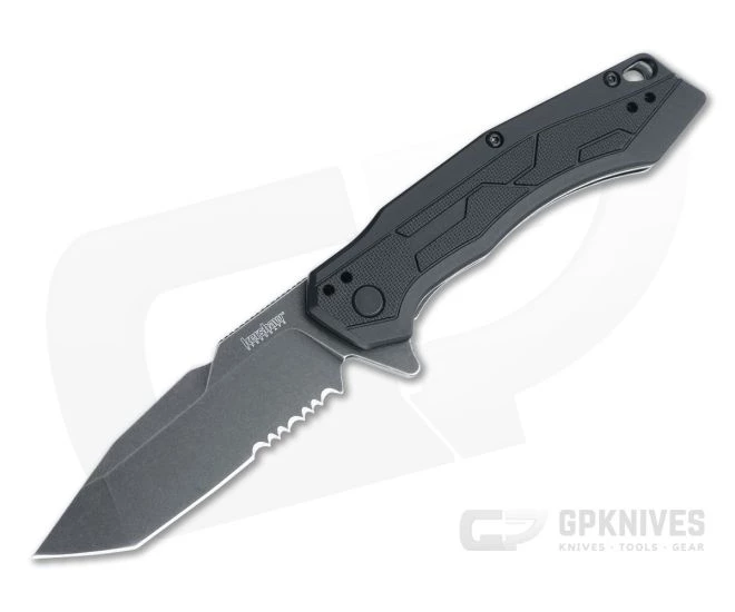 Kershaw Analyst BlackWash Serrated Tanto Black GFN Assisted Liner Lock Flipper 2062ST