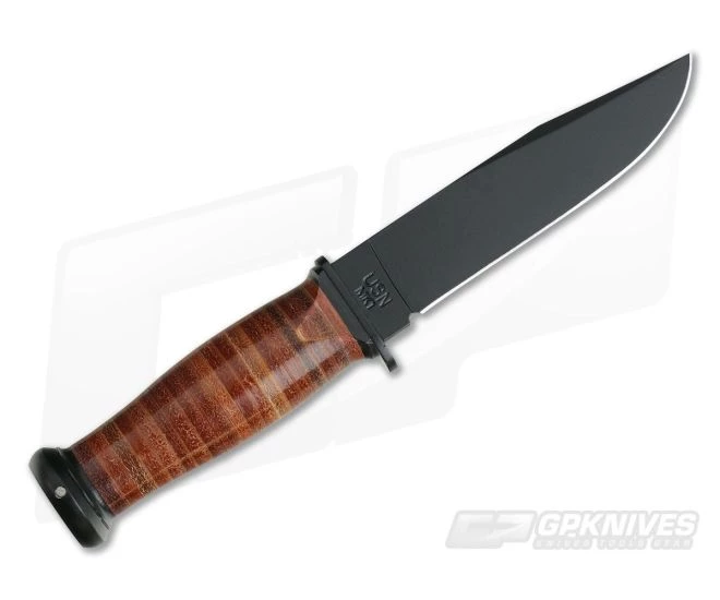 Kabar Mark I 1095 Cro-Van Stacked Leather USN Knife 2225 - Image 3