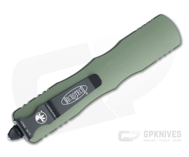 Microtech Dirac Delta Double Edge Black Elmax OD Green Top Slide OTF Automatic Knife 227-1OD - Image 2