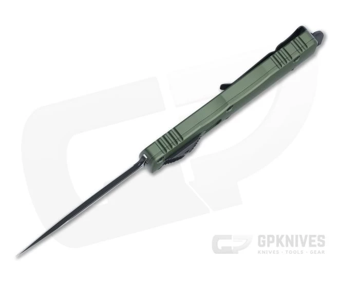 Microtech Dirac Delta Double Edge Black Elmax OD Green Top Slide OTF Automatic Knife 227-1OD - Image 3
