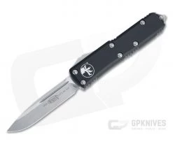 Microtech UTX-85 S/E Stonewashed M390 Drop Point Black OTF Automatic Knife 231-10