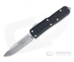 Microtech UTX-85 II S/E Signature Stonewashed M390 Drop Point Black Stepside OTF Automatic Knife 231II-10S