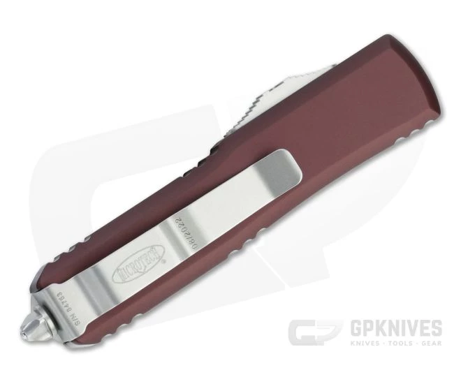 Microtech UTX-85 D/E Stonewashed M390 Double Edge Merlot OTF Automatic Knife 232-10MR - Image 2