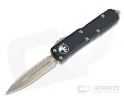 Microtech UTX-85 D/E Double Edge Bronzed Full Serrated M390 OTF Automatic Knife 232-15