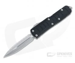 Microtech UTX-85 II D/E Stepside Signature Stonewashed Full Serrated M390 Double Edge OTF Automatic Knife 232II-12S