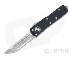 Microtech UTX-85 T/E Tanto Stonewashed Full Serrated M390 OTF Automatic Knife 233-12