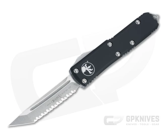 Microtech UTX-85 T/E Tanto Stonewashed Full Serrated M390 OTF Automatic Knife 233-12