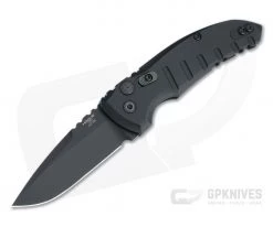 Hogue A01 MicroSwitch Black Cerakote Drop Point Black Aluminum Button Lock Automatic 24116
