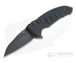 Hogue X1 MicroFlip Black Cerakote Wharncliffe Black Aluminum Button Lock Flipper 24166