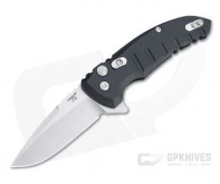Hogue X1 MicroFlip Tumbled Drop Point Black Aluminum Button Lock Flipper 24170