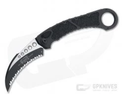 Microtech Hawk Karambit Black Tactical Serrated M390 Black Aluminum Automatic 266-3T