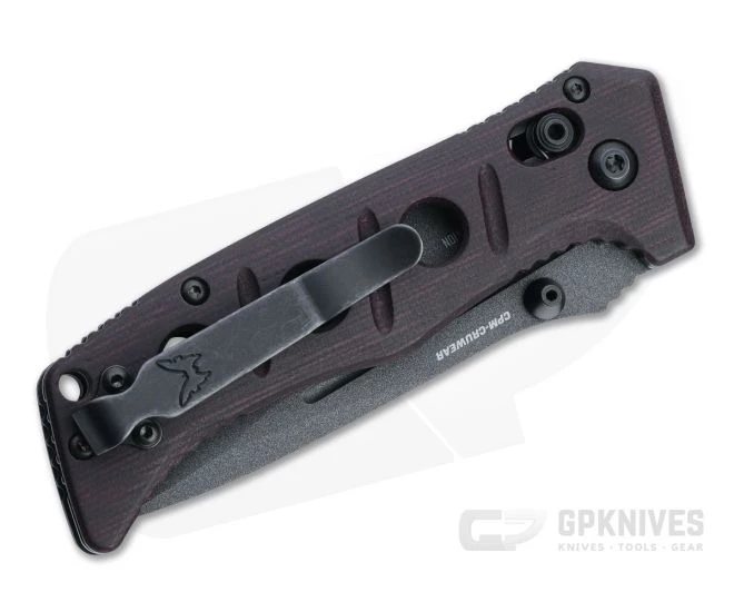 Benchmade Mini Adamas SHOT Show 2022 Gray Cruwear Burgundy Micarta AXIS Lock Folder 273BK-2201 - Image 2