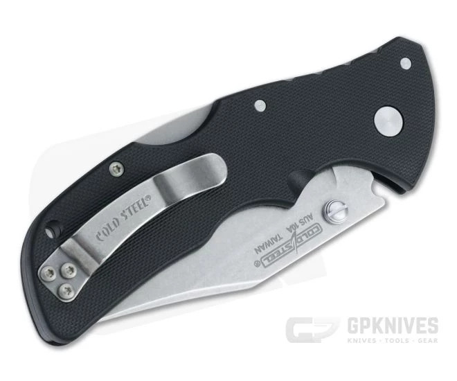 Cold Steel Mini Recon 1 Clip Point Stonewashed AUS-10A Black GRN Tri-Ad Lock Folder 27BAC - Image 2