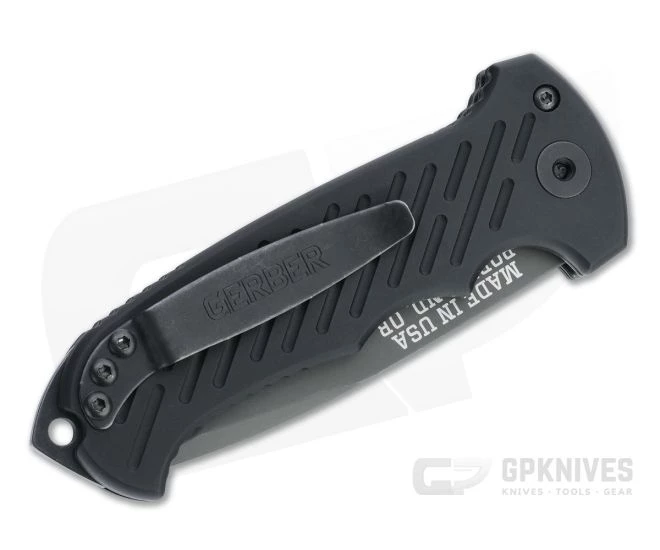 Gerber 06 Automatic Drop Point Serrated Black S30V Black Aluminum Automatic Knife 30-000377N - Image 2