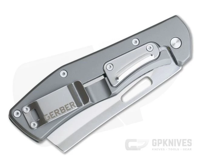 Gerber FlatIron Polished D2 Cleaver Urban Blue Micarta Frame Lock Folder 30-001789 - Image 2