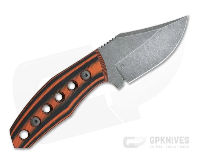 Tom Krein Custom Advocate Clip Point Acid Wash D2 Orange/Black G10 Tactical Fixed Blade 4246 - Image 3