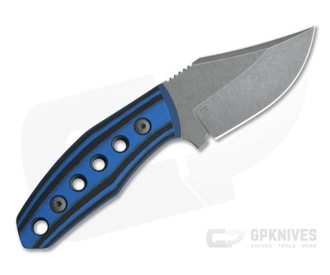 Tom Krein Custom Advocate Clip Point Acid Wash D2 Blue/Black G10 Tactical Fixed Blade 4247 - Image 3
