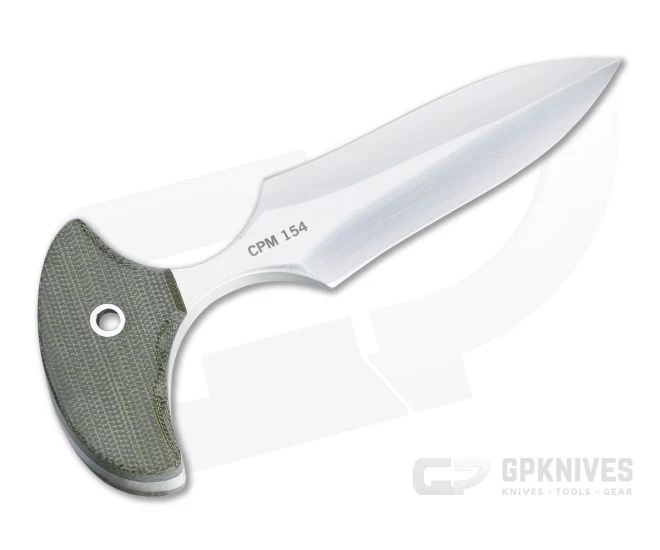 Mike Irie Version 2 Push Dagger CPM-154 Green Canvas Micarta Fixed Blade 4444 - Image 3