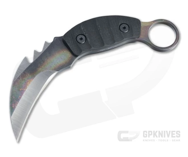 Mick Strider Custom PS Karambit Strike Plate Titanium Carbon Fiber Fixed Blade Knife 4449