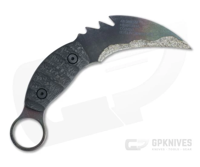 Mick Strider Custom PS Karambit Strike Plate Titanium Carbon Fiber Fixed Blade Knife 4449 - Image 3