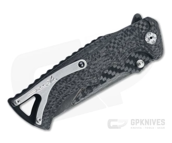 Brian Tighe Custom Tighe Fighter Drop Point Acid Wash S90V San Mai Carbon Fiber Flipper 4549 - Image 2