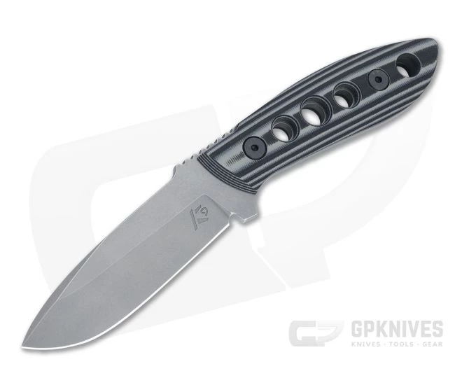 Tom Krein K9 Model 6 Drop Point Stonewashed D2 Blasted Gray/Black G10 Fixed Blade 4572