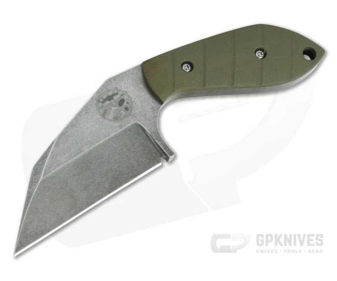 Trash Panda Knives F Off Stonewashed CPM-3V Grooved Green G10 Fixed Blade Knife 4653