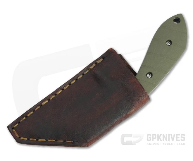 Trash Panda Knives F Off Stonewashed CPM-3V Grooved Green G10 Fixed Blade Knife 4653 - Image 2