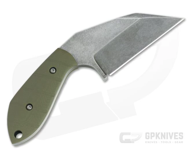 Trash Panda Knives F Off Stonewashed CPM-3V Grooved Green G10 Fixed Blade Knife 4653 - Image 3
