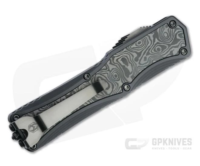 Heretic Custom Colossus Recurve Bakers Forge Damascus Black Dunes Fat Carbon OTF Automatic 4698 - Image 2