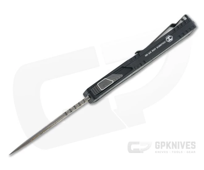 Heretic Custom Colossus Recurve Bakers Forge Damascus Black Dunes Fat Carbon OTF Automatic 4698 - Image 3