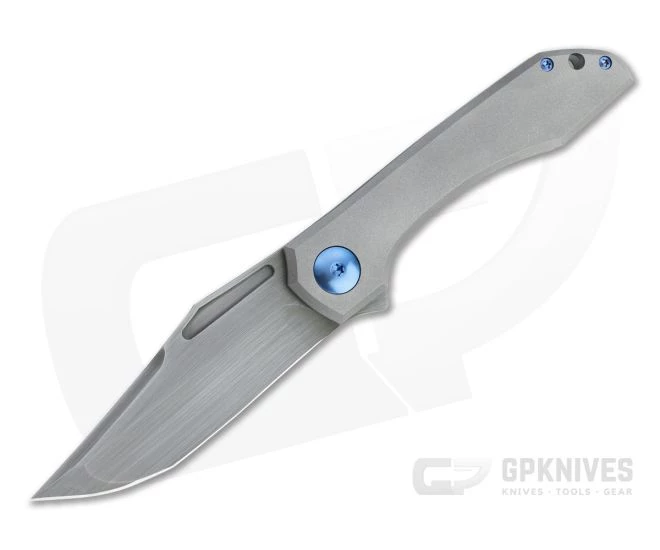 Simeon Custom Knives UnBo Flipper Smoke CPM 154 Blasted Titanium Folder 4757