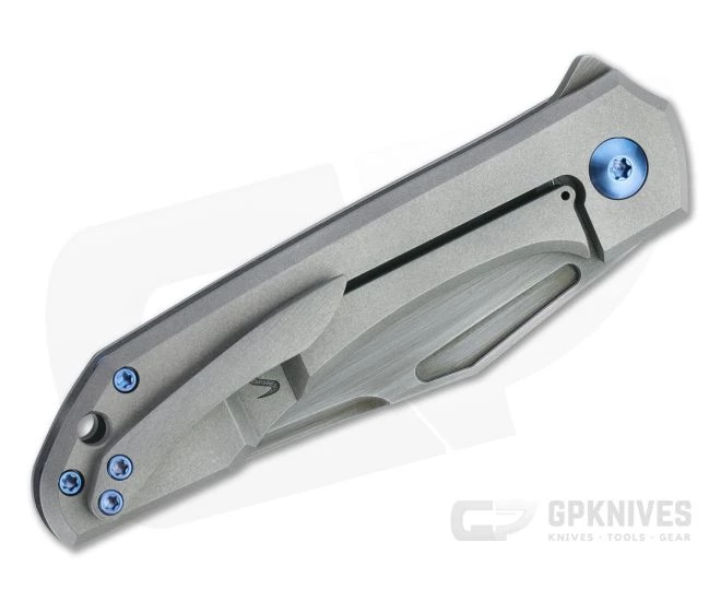 Simeon Custom Knives UnBo Flipper Smoke CPM 154 Blasted Titanium Folder 4757 - Image 2