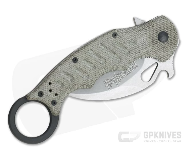 Fox Knives 479 Karambit Green Canvas Micarta Stonewashed N690Co Folder 479-MI-SW - Image 2