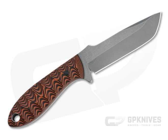 Tom Krein Custom Tank Tanto Acid Washed Nitro-V Anso Milled Pumpkin G10 Fixed Blade - Image 3