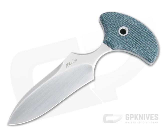 Mike Irie Custom Version 3 Push Dagger CPM-154 Blue Burlap Micarta Fixed Blade 4814
