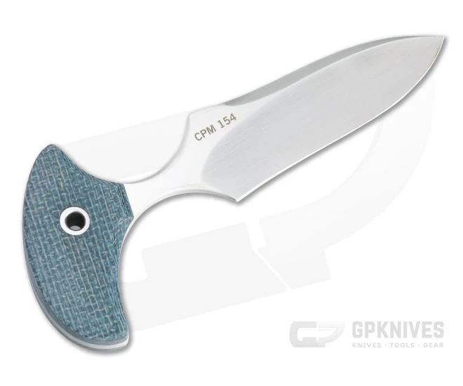Mike Irie Custom Version 3 Push Dagger CPM-154 Blue Burlap Micarta Fixed Blade 4814 - Image 3